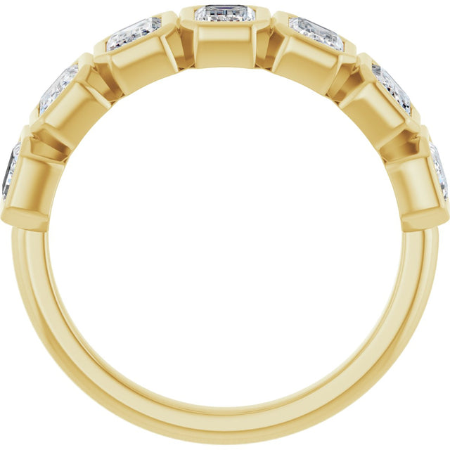 14K Gold Emerald Lab-Grown Diamond Bezel-Set Anniversary Band – 2 1/6 CTW - Yellow Gold - view 2