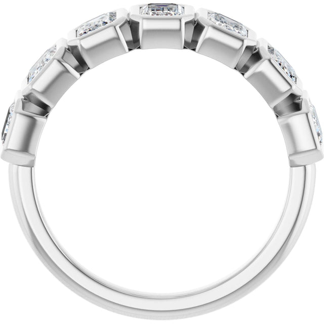 10K Gold Emerald Lab-Grown Diamond Bezel-Set Anniversary Band – 2 1/3 CTW - White Gold - view 2