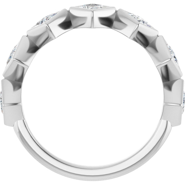14K Gold Square Natural Diamond Bezel-Set Anniversary Band – 3/4–2 CTW - White Gold - view 2