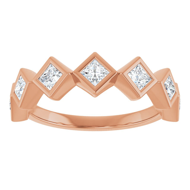 14K Gold Square Lab-Grown Diamond Bezel-Set Anniversary Band – 1/10–5/8 CTW - Rose Gold - view 3