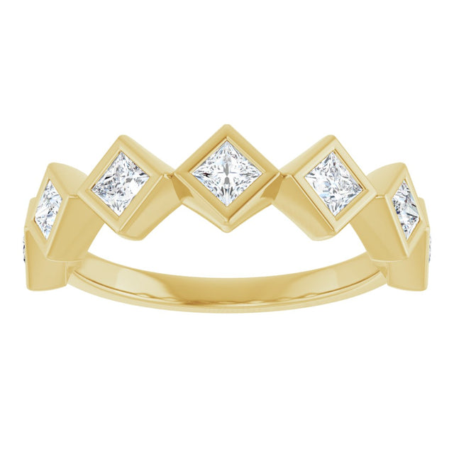 10K Gold Square Lab-Grown Diamond Bezel-Set Anniversary Band – 1/8–5/8 CTW - Yellow Gold - view 3