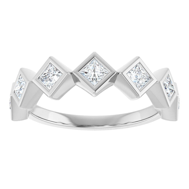 10K Gold Square Lab-Grown Diamond Bezel-Set Anniversary Band – 1/8–5/8 CTW - White Gold - view 3
