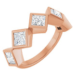 14K Gold Square Lab-Grown Diamond Bezel-Set Anniversary Band – 3/4–2 CTW - Rose Gold