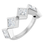 14K Gold Square Lab-Grown Diamond Bezel-Set Anniversary Band – 3/4–2 CTW - White Gold