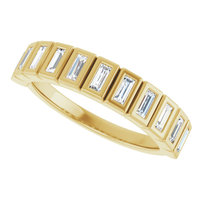 10K Gold Straight Baguette Lab-Grown Diamond Bezel-Set Anniversary Band – 1/4–7/8 CTW - Yellow Gold - view 5