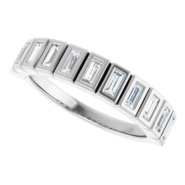 10K Gold Straight Baguette Natural Diamond Bezel-Set Anniversary Band – 1/4–5/8 CTW - White Gold - view 5