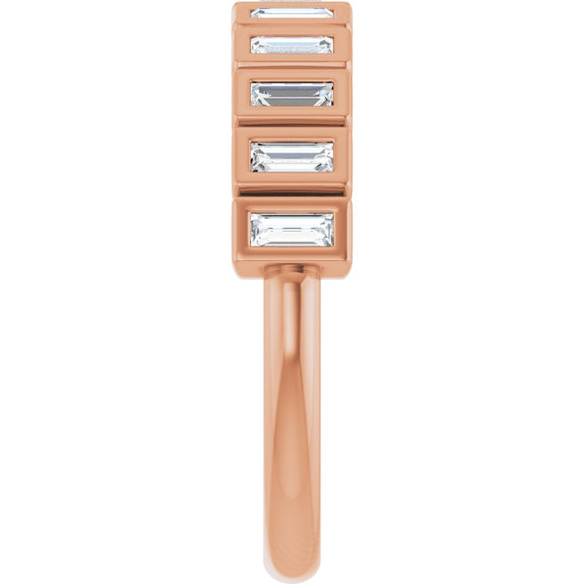 14K Gold Straight Baguette Lab-Grown Diamond Bezel-Set Anniversary Band – 1/3–9/10 CTW - Rose Gold - view 4