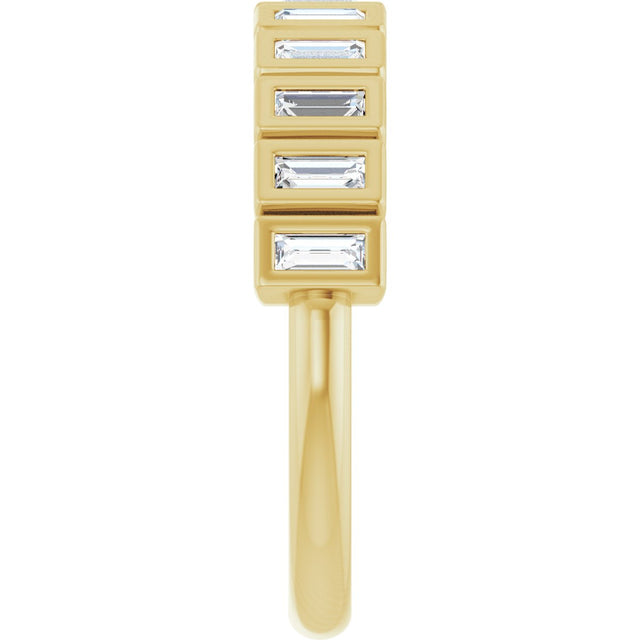 10K Gold Straight Baguette Lab-Grown Diamond Bezel-Set Anniversary Band – 1/4–7/8 CTW - Yellow Gold - view 4