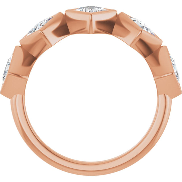 10K Gold Square Lab-Grown Diamond Bezel-Set Anniversary Band – 3/4–2 CTW (Style 126546) - Rose Gold - view 2