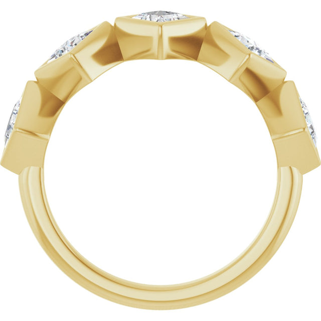 10K Gold Square Natural Diamond Bezel-Set Anniversary Band – 9/10–1 9/10 CTW - Yellow Gold - view 2