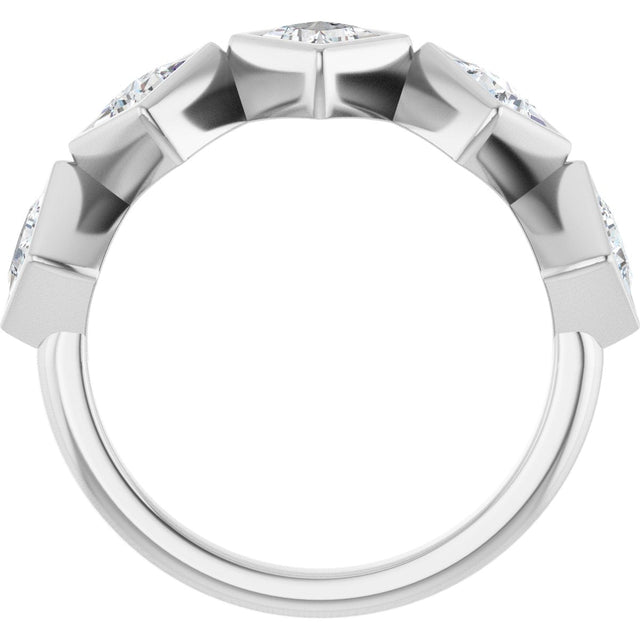 14K Gold Square Natural Diamond Bezel-Set Anniversary Band – 3/4–2 CTW - White Gold - view 2