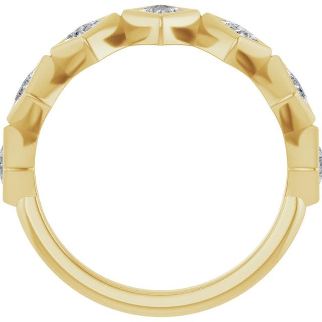 10K Gold Square Natural Diamond Bezel-Set Anniversary Band – 1/8–5/8 CTW - Yellow Gold - view 2