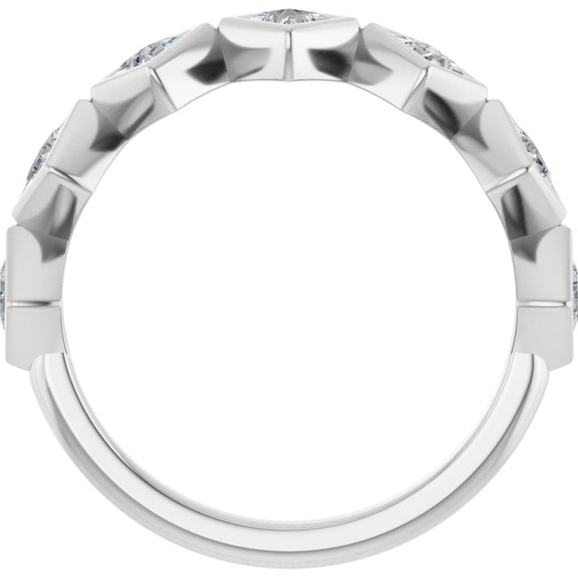 14K Gold Square Natural Diamond Bezel-Set Anniversary Band – 1/8–5/8 CTW - White Gold - view 2
