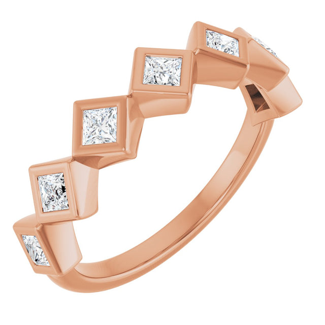 10K Gold Square Natural Diamond Bezel-Set Anniversary Band – 1/8–5/8 CTW - Rose Gold
