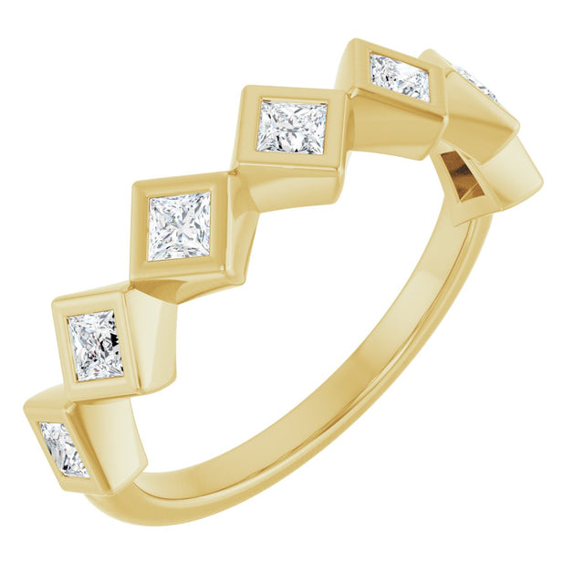 14K Gold Square Lab-Grown Diamond Bezel-Set Anniversary Band – 1/10–5/8 CTW - Yellow Gold