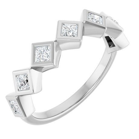 10K Gold Square Natural Diamond Bezel-Set Anniversary Band – 1/8–5/8 CTW - White Gold