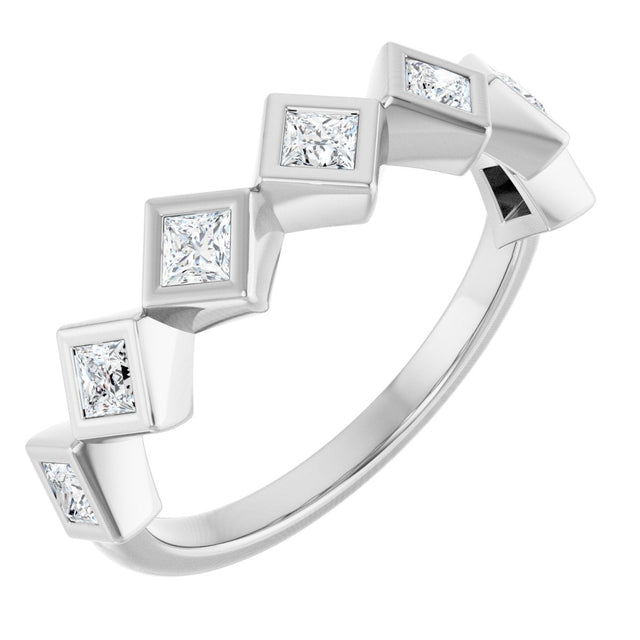 10K Gold Square Lab-Grown Diamond Bezel-Set Anniversary Band – 1/8–5/8 CTW - White Gold