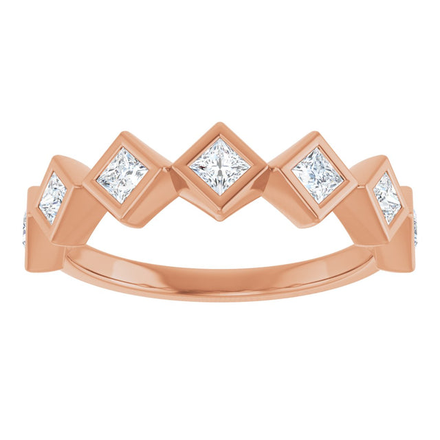 10K Gold Square Lab-Grown Diamond Bezel-Set Anniversary Band – 1/8–5/8 CTW - Rose Gold - view 3