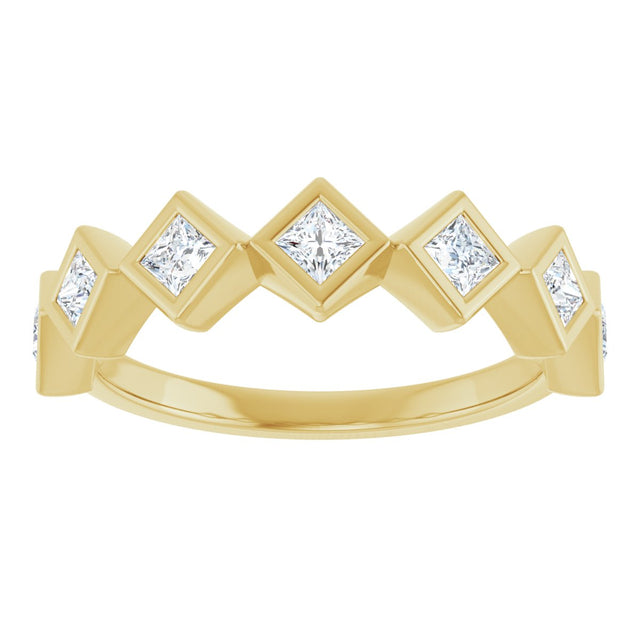14K Gold Square Lab-Grown Diamond Bezel-Set Anniversary Band – 1/10–5/8 CTW - Yellow Gold - view 3