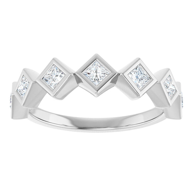10K Gold Square Lab-Grown Diamond Bezel-Set Anniversary Band – 1/8–5/8 CTW - White Gold - view 3