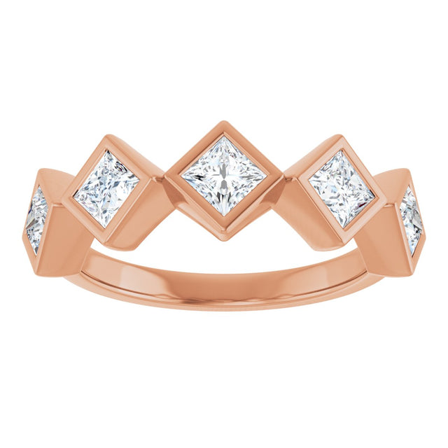 10K Gold Square Lab-Grown Diamond Bezel-Set Anniversary Band – 3/4–2 CTW (Style 126546) - Rose Gold - view 3
