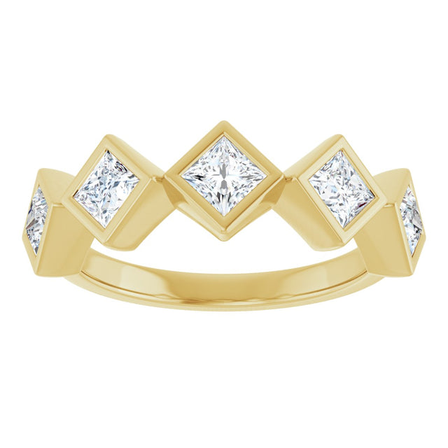 10K Gold Square Natural Diamond Bezel-Set Anniversary Band – 9/10–1 9/10 CTW - Yellow Gold - view 3