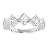 14K Gold Square Lab-Grown Diamond Bezel-Set Anniversary Band – 3/4–2 CTW - White Gold - view 3