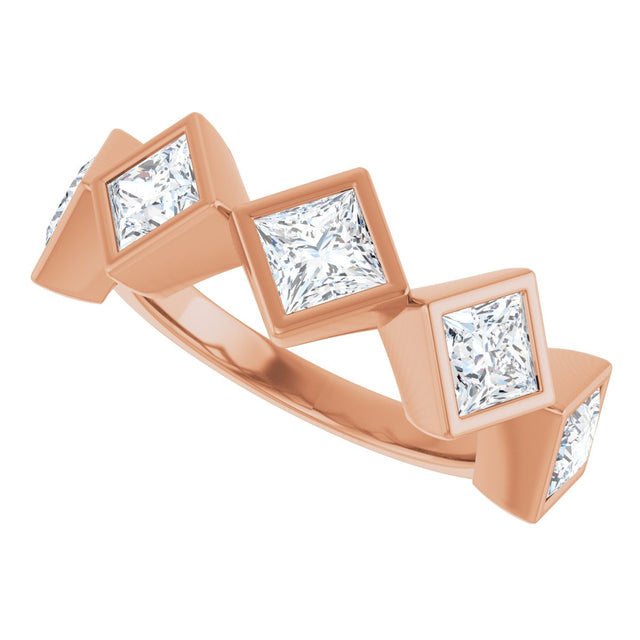 10K Gold Square Natural Diamond Bezel-Set Anniversary Band – 9/10–1 9/10 CTW - Rose Gold - view 5