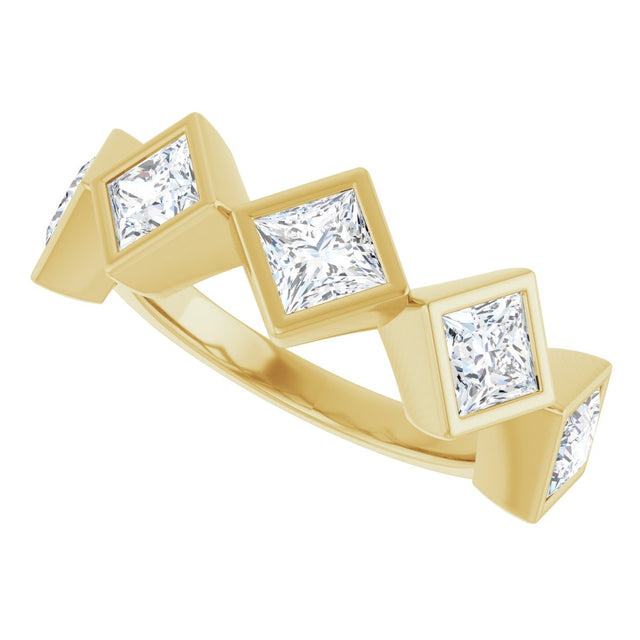 14K Gold Square Natural Diamond Bezel-Set Anniversary Band – 3/4–2 CTW - Yellow Gold - view 5