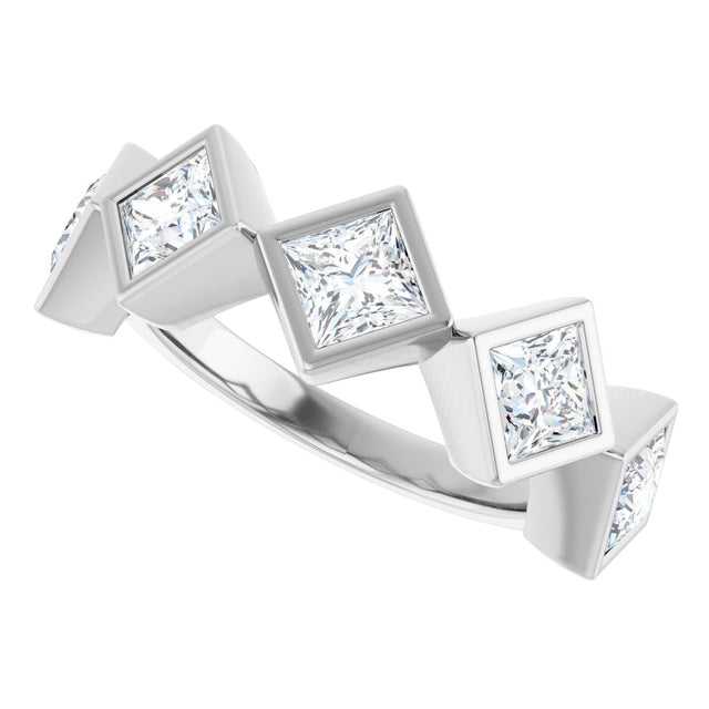 10K Gold Square Lab-Grown Diamond Bezel-Set Anniversary Band – 3/4–2 CTW (Style 126546) - White Gold - view 5