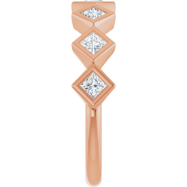 14K Gold Square Natural Diamond Bezel-Set Anniversary Band – 1/8–5/8 CTW - Rose Gold - view 4