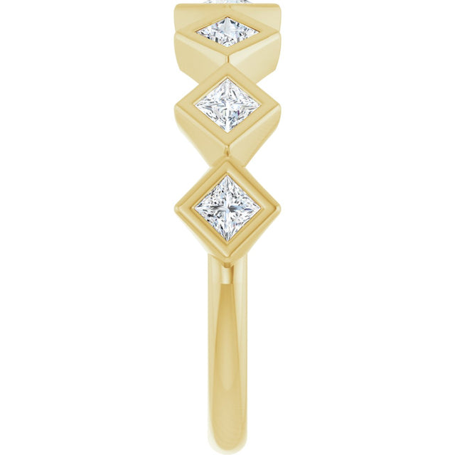 10K Gold Square Lab-Grown Diamond Bezel-Set Anniversary Band – 1/8–5/8 CTW - Yellow Gold - view 4