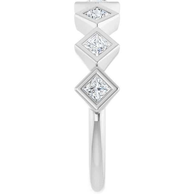 14K Gold Square Lab-Grown Diamond Bezel-Set Anniversary Band – 1/10–5/8 CTW - White Gold - view 4