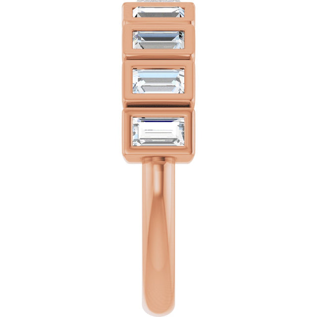 10K Gold Straight Baguette Natural Diamond Bezel-Set Anniversary Band – 3/4–1 CTW - Rose Gold - view 4