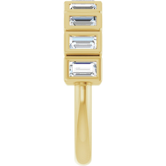 10K Gold Straight Baguette Lab-Grown Diamond Bezel-Set Anniversary Band – 1/4–7/8 CTW - Yellow Gold - view 4