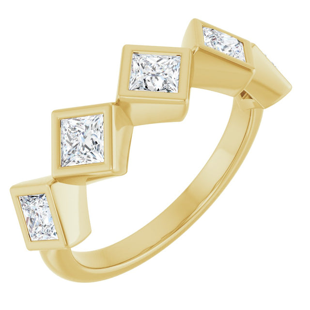 14K Gold Square Natural Diamond Bezel-Set Anniversary Band – 3/4–2 CTW - Yellow Gold