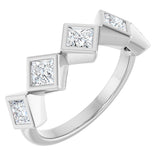 14K Gold Square Lab-Grown Diamond Bezel-Set Anniversary Band – 3/4–2 CTW - White Gold
