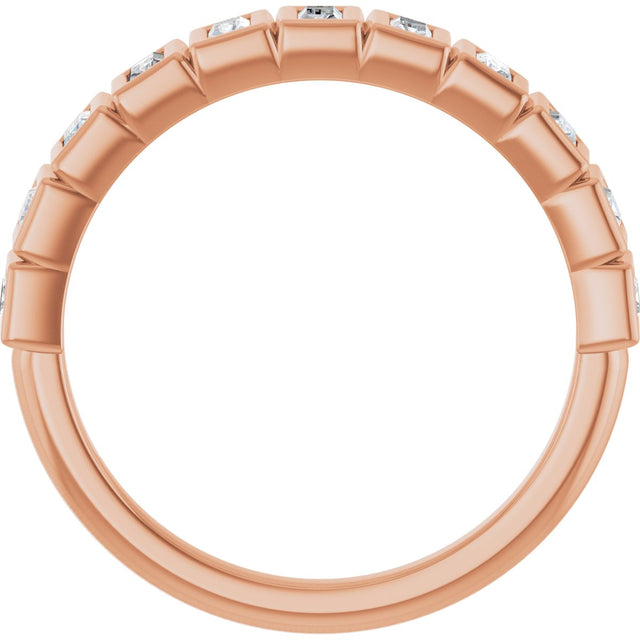 14K Gold Straight Baguette Lab-Grown Diamond Bezel-Set Anniversary Band – 1/3–9/10 CTW - Rose Gold - view 2
