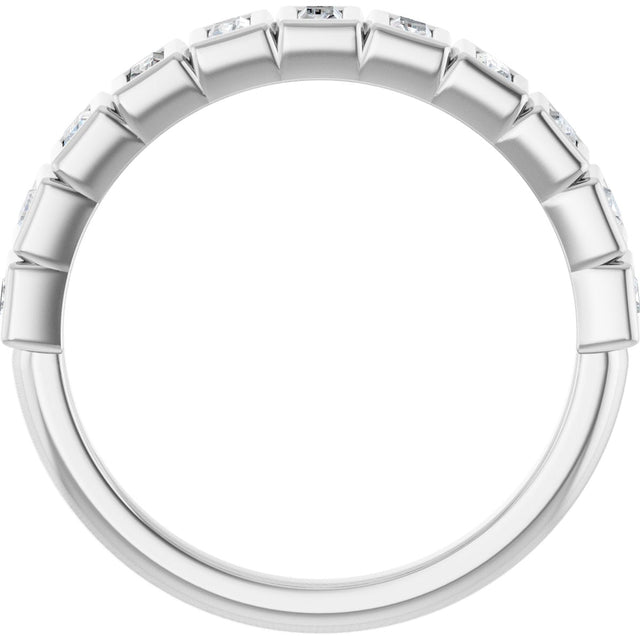 10K Gold Straight Baguette Lab-Grown Diamond Bezel-Set Anniversary Band – 1/4–7/8 CTW - White Gold - view 2