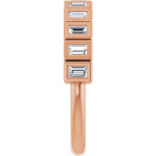 14K Gold Straight Baguette Lab-Grown Diamond Bezel-Set Anniversary Band – 1/3–9/10 CTW - Rose Gold - view 4