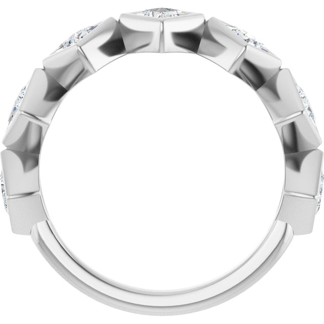 10K Gold Square Natural Diamond Bezel-Set Anniversary Band – 9/10–1 9/10 CTW - White Gold - view 2