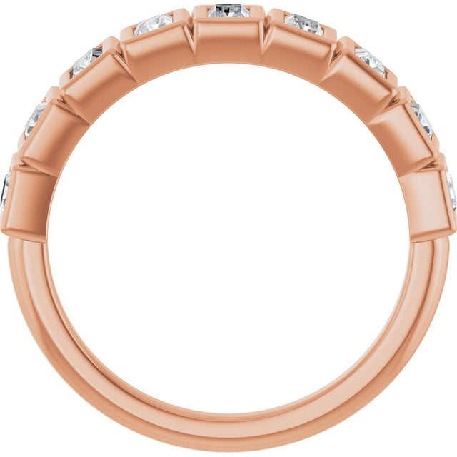 10K Gold Straight Baguette Lab-Grown Diamond Bezel-Set Anniversary Band – 1/4–7/8 CTW - Rose Gold - view 2