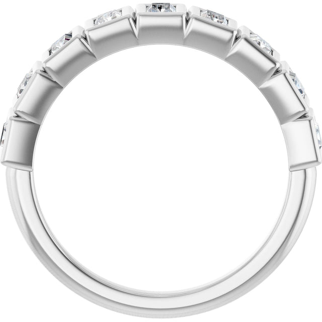 10K Gold Straight Baguette Lab-Grown Diamond Bezel-Set Anniversary Band – 1/4–7/8 CTW - White Gold - view 2