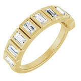 14K Gold Straight Baguette Natural Diamond Bezel-Set Anniversary Band – 9/10–1 CTW - Yellow Gold