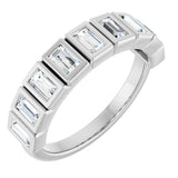 10K Gold Straight Baguette Natural Diamond Bezel-Set Anniversary Band – 3/4–1 CTW - White Gold