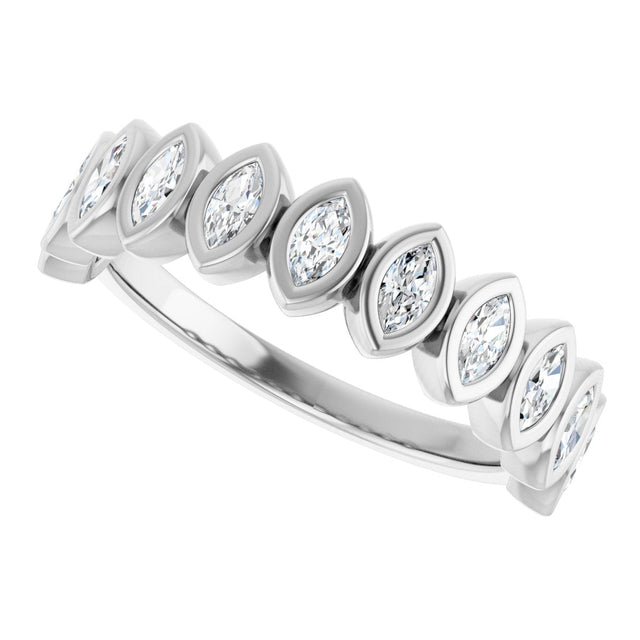 14K Gold Marquise Lab-Grown Diamond Bezel-Set Anniversary Band – 3/8–5/8 CTW - White Gold - view 5