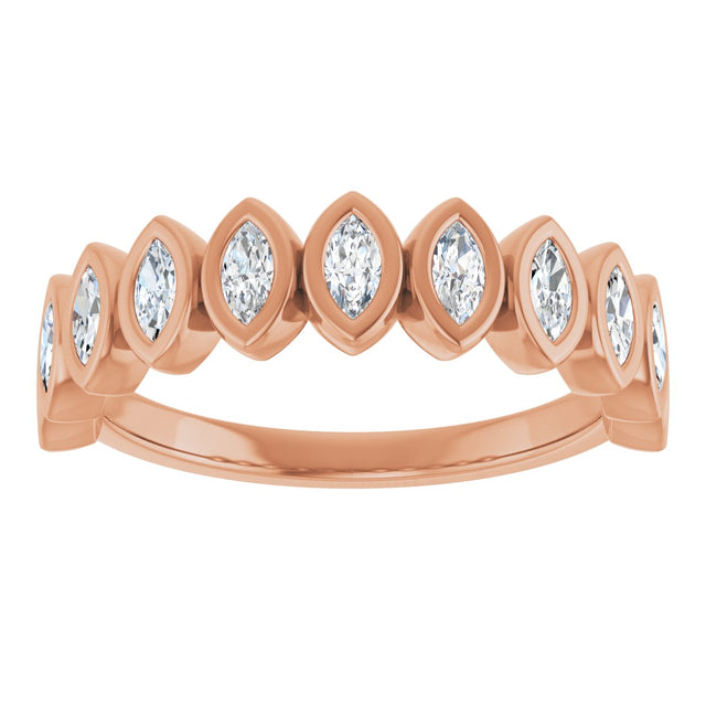 14K Gold Marquise Natural Diamond Bezel-Set Anniversary Band – 3/8–5/8 CTW - Rose Gold - view 3
