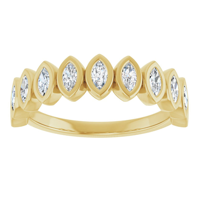 14K Gold Marquise Lab-Grown Diamond Bezel-Set Anniversary Band – 3/8–5/8 CTW - Yellow Gold - view 3