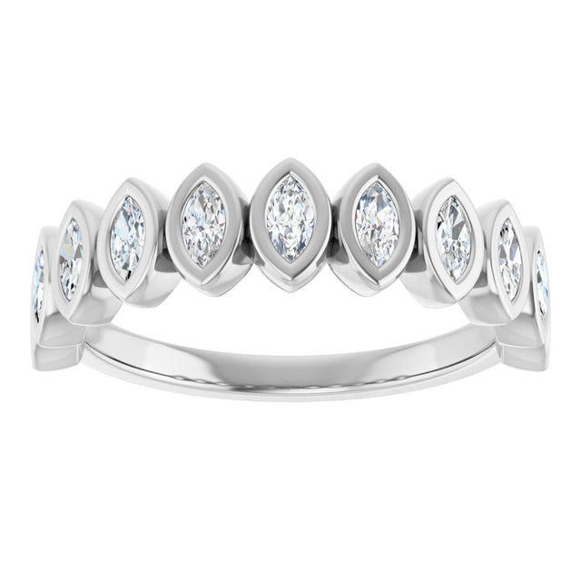 Platinum Marquise Lab-Grown Diamond Bezel-Set Anniversary Band – 3/8–5/8 CTW - view 3
