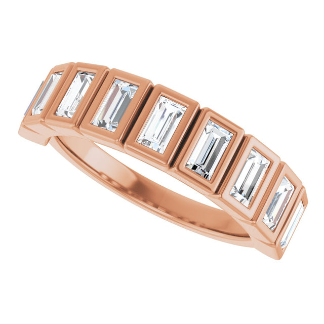 10K Gold Straight Baguette Lab-Grown Diamond Bezel-Set Anniversary Band – 9/10 CTW - Rose Gold - view 5